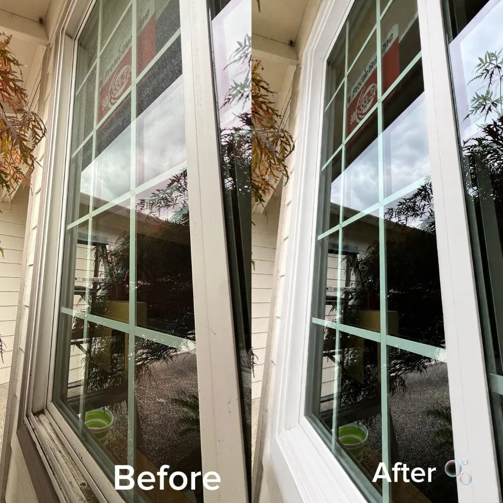 Before and after residential window cleaning in the Portland metro